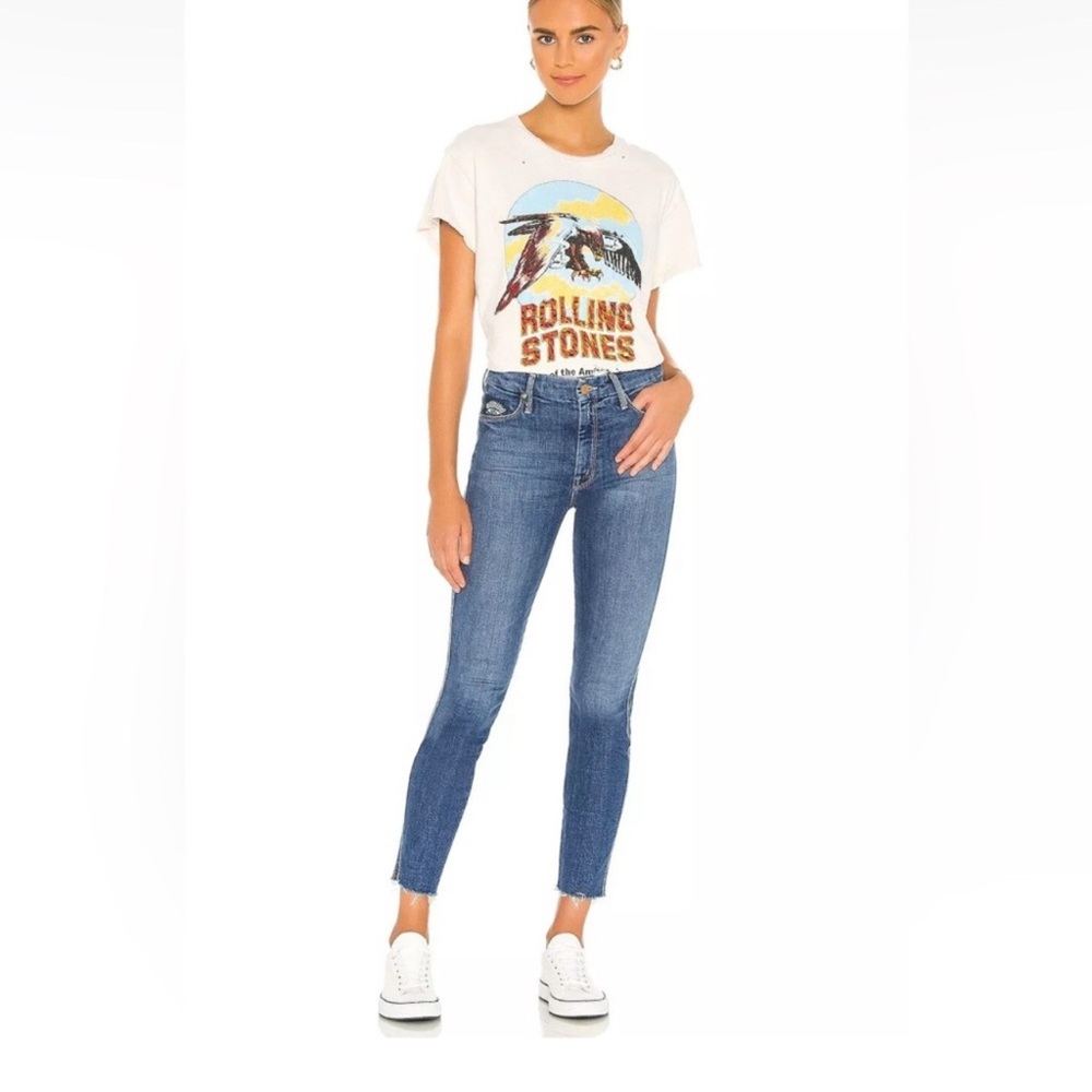 MOTHER High Waisted Double Looker Ankle Fray Embroidery Jeans Fruit Cart… - Picture 2 of 16